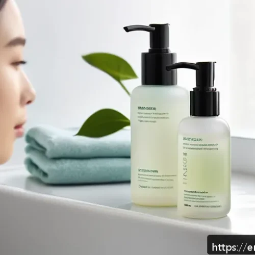 Home 32 모공 관리 제품 토너와 세럼 추천 - A serene skincare scene featuring a diverse group of young adults with clear, glowing skin applying ...