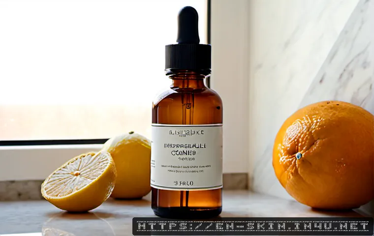 피부톤 개선을 위한 세럼 추천 - Photorealistic skincare still life for an article about improving uneven skin tone, an elegant unbra...